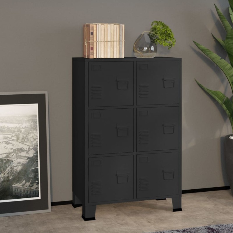 vidaXL Lagerschrank Industrial Schwarz 75x40x115 cm Metall vidaXL Lagerschrank Industrial Schwarz 75x40x115 cm Metall