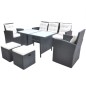 6-tlg. Garten-Essgruppe mit Auflagen Poly Rattan Schwarz 6-tlg. Garten-Essgruppe mit Auflagen Poly Rattan Schwarz