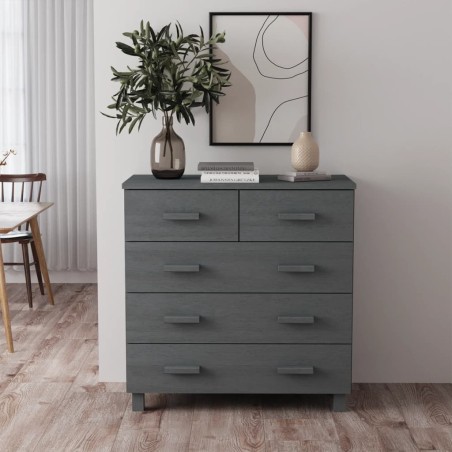vidaXL Sideboard HAMAR Dunkelgrau 79x40x80 cm Massivholz Kiefer