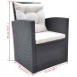 6-tlg. Garten-Essgruppe mit Auflagen Poly Rattan Schwarz 6-tlg. Garten-Essgruppe mit Auflagen Poly Rattan Schwarz