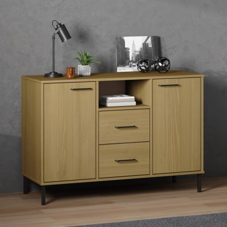 vidaXL Sideboard OSLO mit Metallbeinen Braun 113x40x77 cm Massivholz