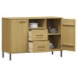 vidaXL Sideboard OSLO mit Metallbeinen Braun 113x40x77 cm Massivholz vidaXL Sideboard OSLO mit Metallbeinen Braun 113x40x77 cm Massivholz