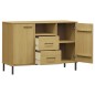 vidaXL Sideboard OSLO mit Metallbeinen Braun 113x40x77 cm Massivholz vidaXL Sideboard OSLO mit Metallbeinen Braun 113x40x77 cm Massivholz