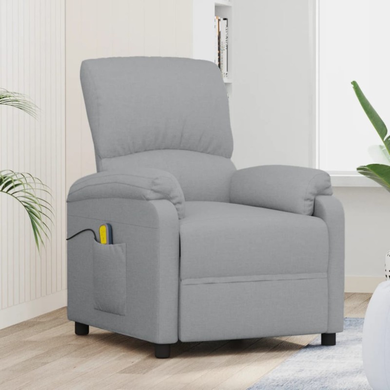 vidaXL Massagesessel Hellgrau Stoff vidaXL Massagesessel Hellgrau Stoff