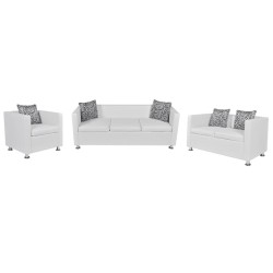 vidaXL Sofa-Set Kunstleder 3-Sitzer + 2-Sitzer + Sessel Weiß 
