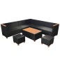 7-tlg. Garten-Lounge-Set mit Auflagen Poly Rattan Schwarz 7-tlg. Garten-Lounge-Set mit Auflagen Poly Rattan Schwarz