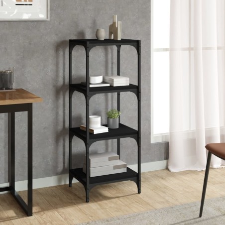 vidaXL Bücherregal Schwarz 40x33x100 cm Holzwerkstoff und Stahl