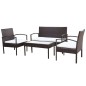 4-tlg. Garten-Lounge-Set mit Auflagen Poly Rattan Braun 4-tlg. Garten-Lounge-Set mit Auflagen Poly Rattan Braun