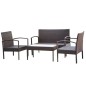 4-tlg. Garten-Lounge-Set mit Auflagen Poly Rattan Braun 4-tlg. Garten-Lounge-Set mit Auflagen Poly Rattan Braun