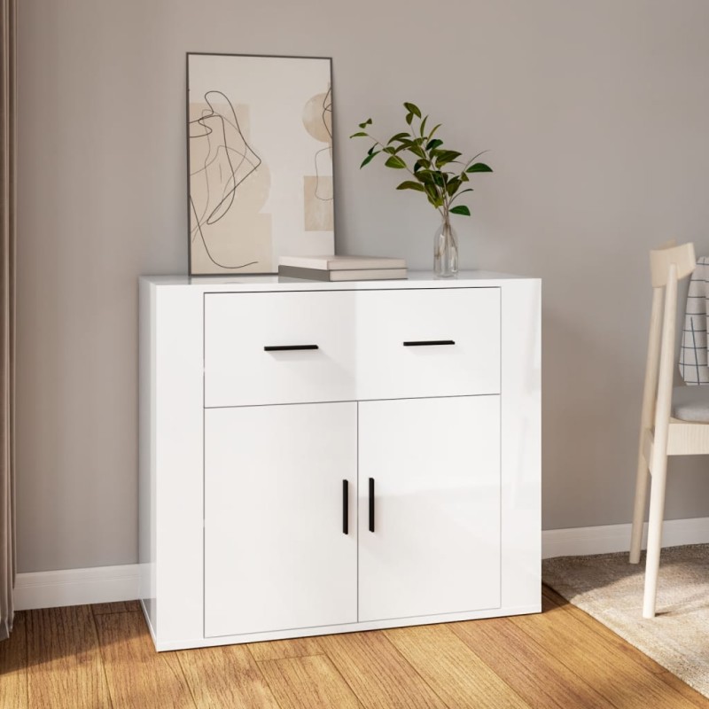 vidaXL Sideboard Hochglanz-Weiß 80x33x70 cm Holzwerkstoff vidaXL Sideboard Hochglanz-Weiß 80x33x70 cm Holzwerkstoff