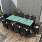 11-tlg. Garten-Essgruppe mit Auflagen Poly Rattan Schwarz 11-tlg. Garten-Essgruppe mit Auflagen Poly Rattan Schwarz