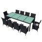 11-tlg. Garten-Essgruppe mit Auflagen Poly Rattan Schwarz 11-tlg. Garten-Essgruppe mit Auflagen Poly Rattan Schwarz