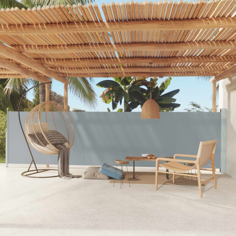 vidaXL Seitenmarkise Ausziehbar 140x600 cm Grau vidaXL Seitenmarkise Ausziehbar 140x600 cm Grau