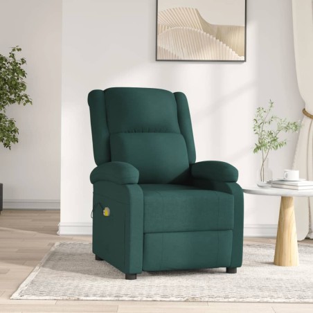 vidaXL Elektrischer Massagesessel Dunkelgrün Stoff
