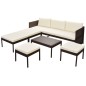 6-tlg. Garten-Lounge-Set mit Auflagen Poly Rattan Braun 6-tlg. Garten-Lounge-Set mit Auflagen Poly Rattan Braun