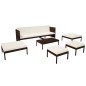 6-tlg. Garten-Lounge-Set mit Auflagen Poly Rattan Braun 6-tlg. Garten-Lounge-Set mit Auflagen Poly Rattan Braun