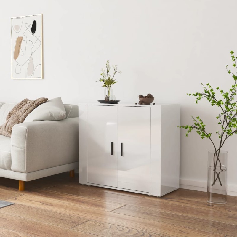 vidaXL Sideboard Hochglanz-Weiß 80x33x70 cm Holzwerkstoff vidaXL Sideboard Hochglanz-Weiß 80x33x70 cm Holzwerkstoff