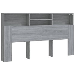 vidaXL Kopfteil mit Ablagen Grau Sonoma 180x19x103,5 cm