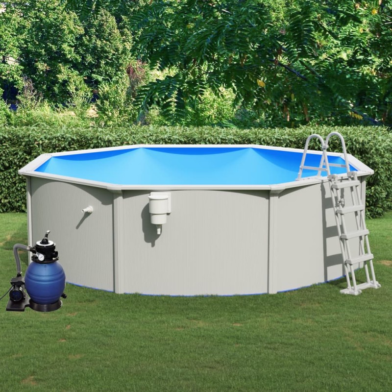 vidaXL Pool mit Sandfilterpumpe und Leiter 460x120 cm vidaXL Pool mit Sandfilterpumpe und Leiter 460x120 cm