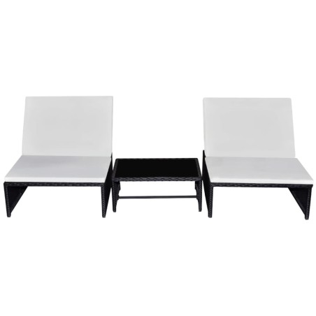 vidaXL Outdoor-Lehnstühle 2 Stk. mit Tisch Schwarz Poly-Rattan