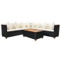 5-tlg. Garten-Lounge-Set mit Auflagen Poly Rattan Schwarz 5-tlg. Garten-Lounge-Set mit Auflagen Poly Rattan Schwarz