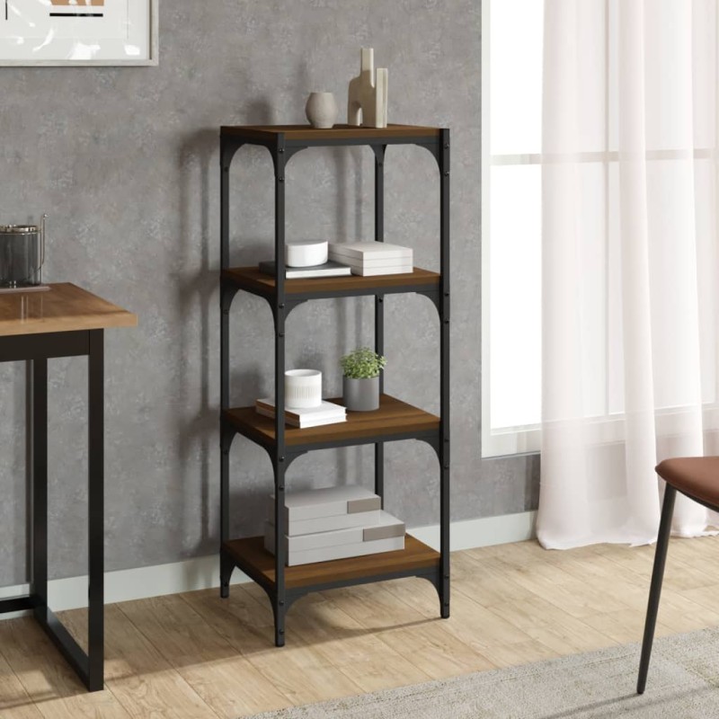 vidaXL Bücherregal Braun Eichen-Optik 40x33x100 cm Holzwerkstoff Stahl vidaXL Bücherregal Braun Eichen-Optik 40x33x100 cm Holzwerkstoff Stahl