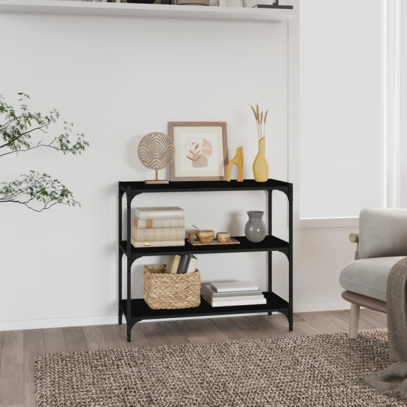 vidaXL Bücherregal Schwarz 80x33x70,5 cm Holzwerkstoff und Stahl vidaXL Bücherregal Schwarz 80x33x70,5 cm Holzwerkstoff und Stahl