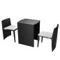 3-tlg. Bistro-Set mit Auflagen Poly Rattan Schwarz 3-tlg. Bistro-Set mit Auflagen Poly Rattan Schwarz