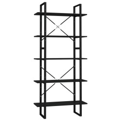 vidaXL Bücherregal 5 Fächer Schwarz 80x30x175 cm Holzwerkstoff