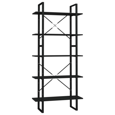 vidaXL Bücherregal 5 Fächer Schwarz 80x30x175 cm Holzwerkstoff