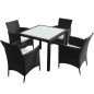 5-tlg. Garten-Essgruppe mit Auflagen Poly Rattan Schwarz 5-tlg. Garten-Essgruppe mit Auflagen Poly Rattan Schwarz