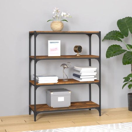 vidaXL Bücherregal Räuchereiche 80x33x100 cm Holzwerkstoff und Stahl