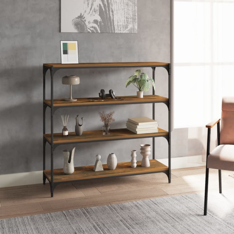 vidaXL Bücherregal Räuchereiche 100x33x100 cm Holzwerkstoff und Stahl vidaXL Bücherregal Räuchereiche 100x33x100 cm Holzwerkstoff und Stahl