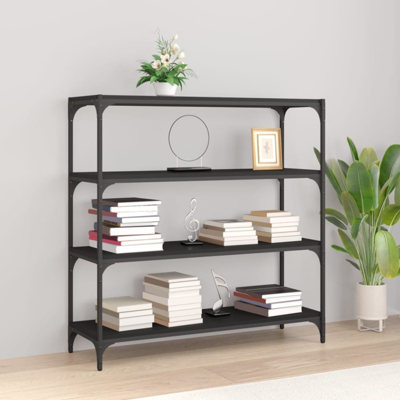 vidaXL Bücherregal Schwarz 100x33x100 cm Holzwerkstoff und Stahl vidaXL Bücherregal Schwarz 100x33x100 cm Holzwerkstoff und Stahl