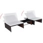 vidaXL Outdoor-Lehnstühle 2 Stk. mit Tisch Braun Poly Rattan vidaXL Outdoor-Lehnstühle 2 Stk. mit Tisch Braun Poly Rattan