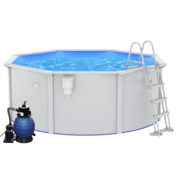 vidaXL Pool mit Sandfilterpumpe und Leiter 360x120 cm 