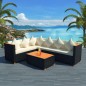 4-tlg. Garten-Lounge-Set mit Auflagen Poly Rattan Schwarz 4-tlg. Garten-Lounge-Set mit Auflagen Poly Rattan Schwarz