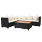 4-tlg. Garten-Lounge-Set mit Auflagen Poly Rattan Schwarz 4-tlg. Garten-Lounge-Set mit Auflagen Poly Rattan Schwarz