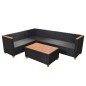 4-tlg. Garten-Lounge-Set mit Auflagen Poly Rattan Schwarz 4-tlg. Garten-Lounge-Set mit Auflagen Poly Rattan Schwarz