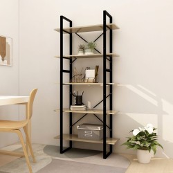 vidaXL Bücherregal 5 Fächer Sonoma-Eiche 80x30x175 cm Holzwerkstoff