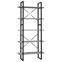 vidaXL Bücherregal 5 Fächer Betongrau 80x30x175 cm Holzwerkstoff