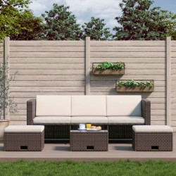 4-tlg. Garten-Lounge-Set mit Auflagen Poly Rattan Braun