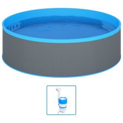 vidaXL Planschbecken mit Einhängeskimmer und Pumpe 350x90 cm Grau