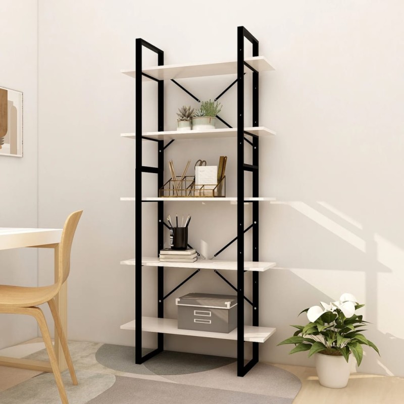 vidaXL Bücherregal 5 Fächer Weiß 80x30x175 cm Massivholz Kiefer vidaXL Bücherregal 5 Fächer Weiß 80x30x175 cm Massivholz Kiefer