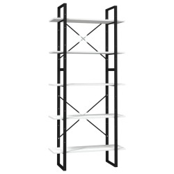 vidaXL Bücherregal 5 Fächer Weiß 80x30x175 cm Massivholz Kiefer