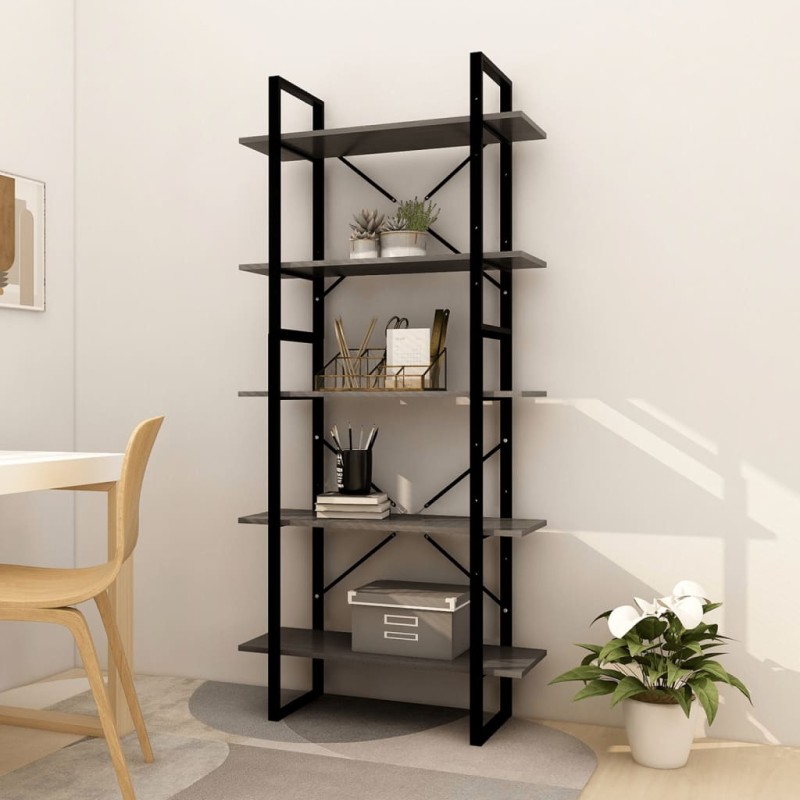 vidaXL Bücherregal 5 Fächer Grau 80x30x175 cm Massivholz Kiefer vidaXL Bücherregal 5 Fächer Grau 80x30x175 cm Massivholz Kiefer