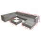 8-tlg. Garten-Lounge-Set mit Auflagen Poly Rattan Grau 8-tlg. Garten-Lounge-Set mit Auflagen Poly Rattan Grau