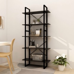 vidaXL Bücherregal 5 Fächer Schwarz 80x30x175 cm Massivholz Kiefer