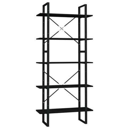 vidaXL Bücherregal 5 Fächer Schwarz 80x30x175 cm Massivholz Kiefer
