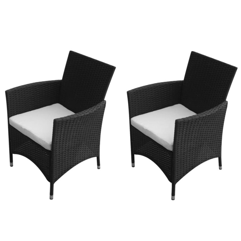 Gartenstühle 2 Stk. Poly Rattan Schwarz Gartenstühle 2 Stk. Poly Rattan Schwarz